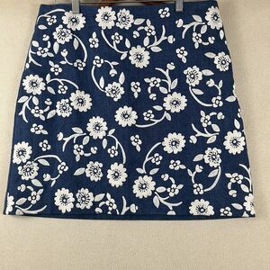 Boden Womens Skirt Size 10R Denim Floral Embroidered Skirt Quality Cottagecore
